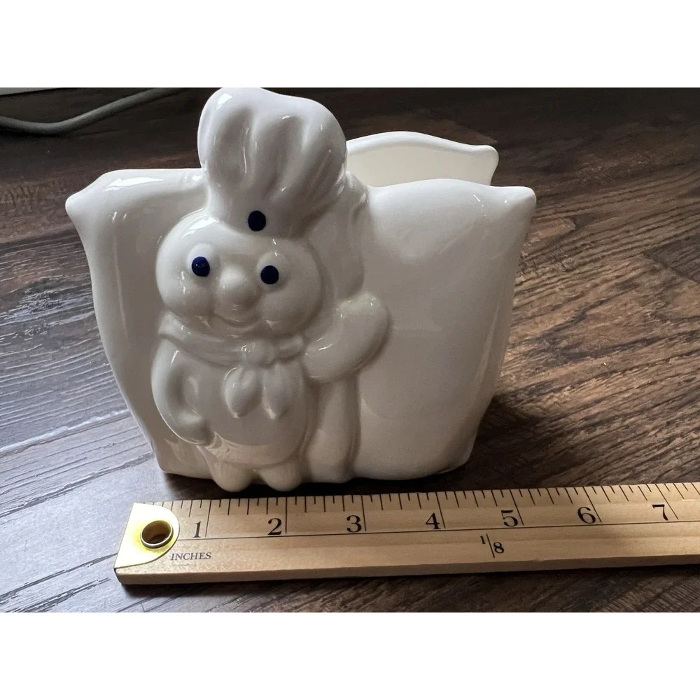 Vintage 1988 Pillsbury Doughboy‎ Napkin Holder White Flour Sack Kitchen Ceramic